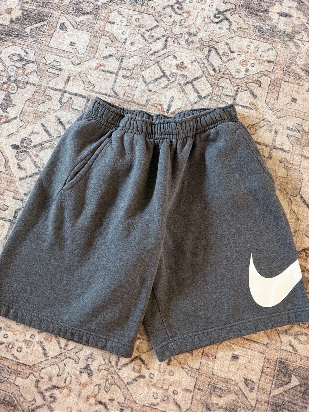 Men’s Nike Charcoal Gray Shorts with White Swoosh